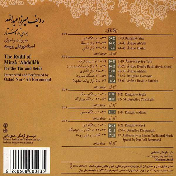 Radif of Mirza Abdollah – Nur Ali Borumand Edition