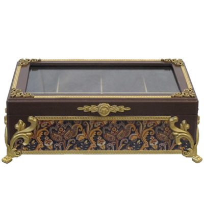 Golden Accent Wooden Tea Box Organizer & Storage – Organizer with Slots for Snacks & Chocolate