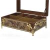 Light Brown Wooden Tea Organizer Chest with Storage Compartments