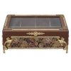 Light Brown Wooden Tea Organizer Chest with Storage Compartments