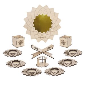 Wooden Haft-sin Set with Mirror for Nowruz Persian New Year Tala