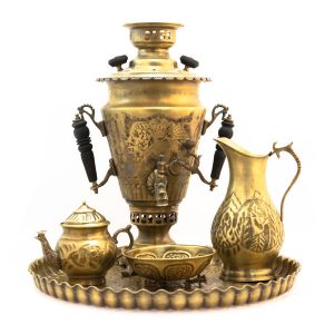 Persian Brass Samovar Decorative Charcoal Tea Maker Floral Motifs 4-Liter
