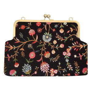 Embroidered Clutch Handbag with Intricate Floral Design – Magnolia