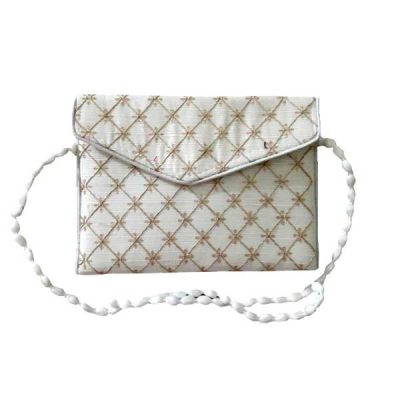 Embroidered Clutch Handbag with Geometric Design - Hamid