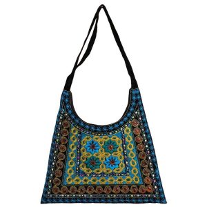 Ethnic Suede Boho Shoulder Bag Embroidered Karimi I