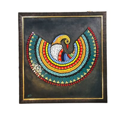 Persian Ceramic Wall Art with Colorful Phoenix Design – Decorative Iranian Artwork
