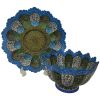 Decorative Copper Bowl & Plate Hand-Painted With Persian Minakari Enamel Sun