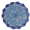 Decorative Copper Wall Plate Hand-Painted with Persian Minakari Enamel Navy Blue