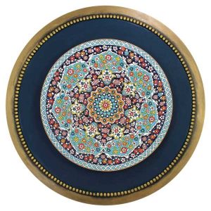 Decorative Pottery Wall Plate Hand-Painted with Persian Minakari Enamel Sormeh