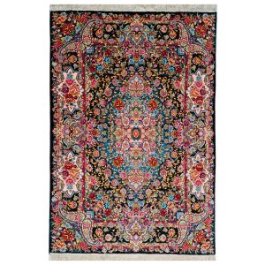 Hand-Knotted Persian Tabriz Gilda Rug (Classical Floral Medallion) – Turquoise Silk & Wool