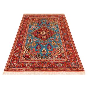 Hand-Knotted Persian Bojnourd Rug (Fine Art Classical Floral Medallion) – Turquoise Silk & Wool