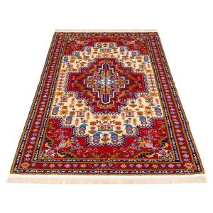 Hand-Knotted Persian Bojnourd Gold Rug (Fine Art Floral Medallion) – Cream Silk & Wool