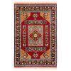 Hand-Knotted Persian Bojnourd Laki Red Rug (Fine Art Floral Medallion) - Red Silk & Wool