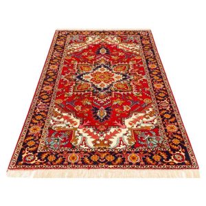 Hand-Knotted Persian Bojnourd Rug (Fine Art Classical Floral Medallion) – Red Silk & Wool
