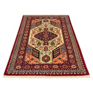Hand-Knotted Persian Bojnourd Rug (Fine Art Golden Floral Medallion) – Cream Silk & Wool