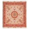 Hand-Knotted Persian Tabriz Dina Rug (Classical Floral Medallion) - Cream Silk & Wool