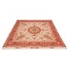 Hand-Knotted Persian Tabriz Dina Rug (Classical Floral Medallion) - Cream Silk & Wool