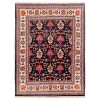 Hand-Knotted Persian Khorasan Farin Rug (Tribal All-over Floral Pattern) - Black Wool