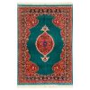 Hand-Knotted Persian Bojnourd Imani Rug (Fine Art Floral Medallion) - Green Silk & Wool