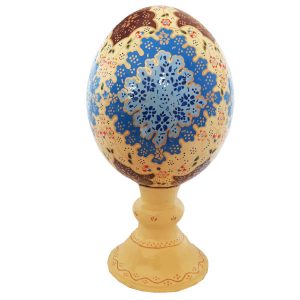 Persian Decorative Hand Painted Ostrich Egg Shell – Blue