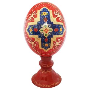 Persian Decorative Hand Painted Ostrich Egg Shell – Red