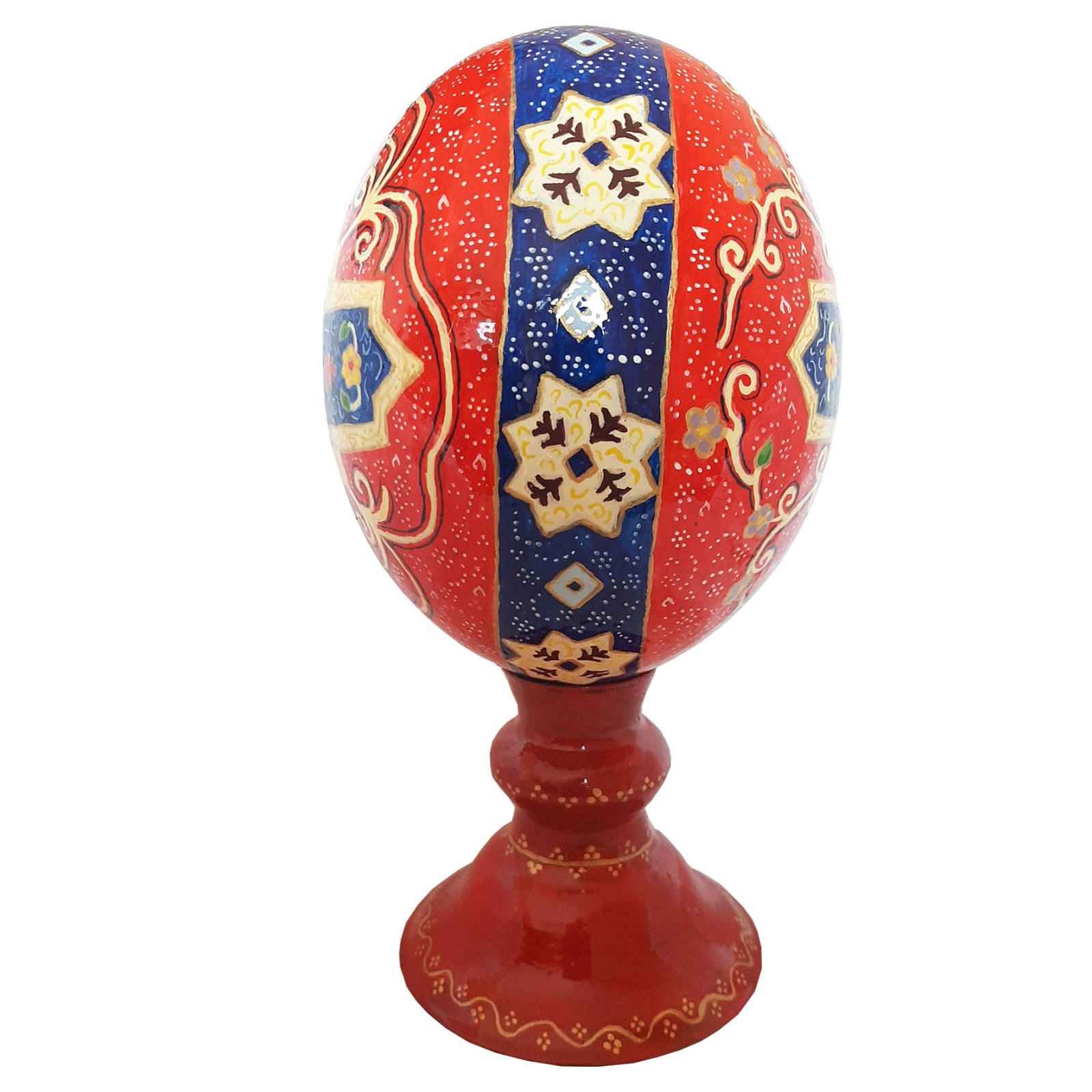 Persian Decorative Hand Painted Ostrich Egg Shell – Red