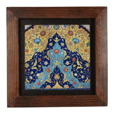 Persian Decorative Ceramic Tile with Spinas Floral Design – Traditional Wall Decoration