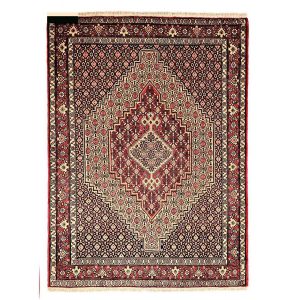 Hand-Knotted Persian Kurdistan Toranj Mahi Rug (Tribal Mahi Medallion) – Brown Wool