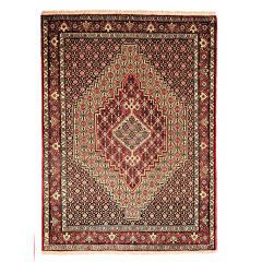 Hand-Knotted Persian Kurdistan Toranj Mahi Rug (Tribal Mahi Medallion) – Brown Wool