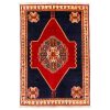 Hand-Knotted Persian Shiraz Rokh Rug (Qashqai Floral Medallion) - Navy Blue Wool