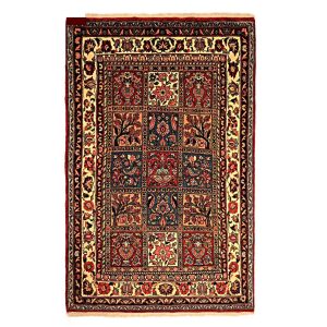 Hand-Knotted Persian Bakhtiyari Nour Rug (Traditional Bakhtiari Garden Khesti) – Cream Wool