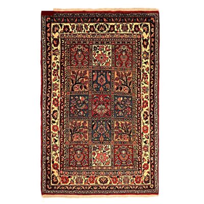 Hand-Knotted Persian Bakhtiyari Nour Rug (Traditional Bakhtiari Garden Khesti) - Cream Wool