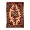 Hand-Knotted Persian Hamadan Cream Lajack Rug (Traditional Floral Medallion) - Cream Wool