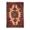 Hand-Knotted Persian Hamadan Cream Lajack Rug (Traditional Floral Medallion) - Cream Wool
