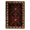 Hand-Knotted Persian Hamadan Black Toranj Rug (Tribal Geometric Medallion) - Black & Red Wool