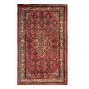 Hand-Knotted Persian Hamadan Red Toranj Rug (Traditional Floral Medallion) - Red Wool