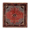 Hand-Knotted Persian Hamadan Tina Rug (Tribal Geometric Medallion) - Red Wool