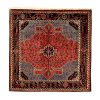 Hand-Knotted Persian Hamadan Tina Rug (Tribal Geometric Medallion) - Red Wool