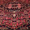 Hand-Knotted Persian Hamadan Black Garden Rug (Traditional Floral Medallion) - Red Wool