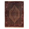 Hand-Knotted Persian Kurdistan Black Lozi Rug (Tribal Mahi Medallion) - Brown Wool