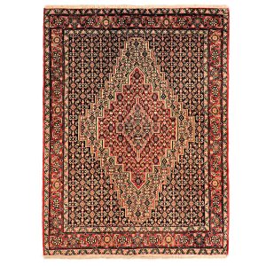 Hand-Knotted Persian Kurdistan Toranj Rug (Tribal Mahi Medallion / Herati) – Brown Wool
