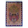 Hand-Knotted Persian Qom Derakhti Silk Rug (Fine Art All-over Floral) - Purple