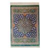 Hand-Knotted Persian Qom Silk Rug (Intricate Fine Art Floral Medallion) - Green