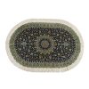 Hand-Knotted Persian Qom Abi Silk Rug (Fine Art Floral Medallion) - Blue