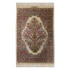Hand-Knotted Persian Qom Silk Rug (Flower Vase Design Style) - Cream
