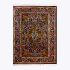 Hand-Knotted Persian Qom Kahouri Silk Rug (Fine Art Floral Medallion) - Brown
