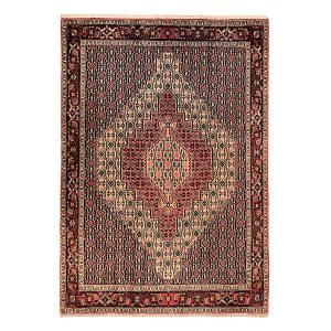 Hand-Knotted Persian Kurdistan Rug (Tribal Mahi Medallion / Herati) – Brown Wool