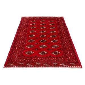 Hand-Knotted Persian Gorgan Tribal Rug (Traditional Bukhara Design Pattern) – Red Wool