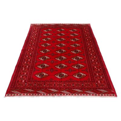 Hand-Knotted Persian Gorgan Tribal Rug (Traditional Bukhara Design Pattern) - Red Wool