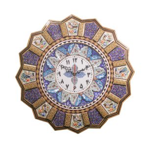 Handcrafted Persian Wooden Wall Clock – Khatam Marquetry Art, Bita